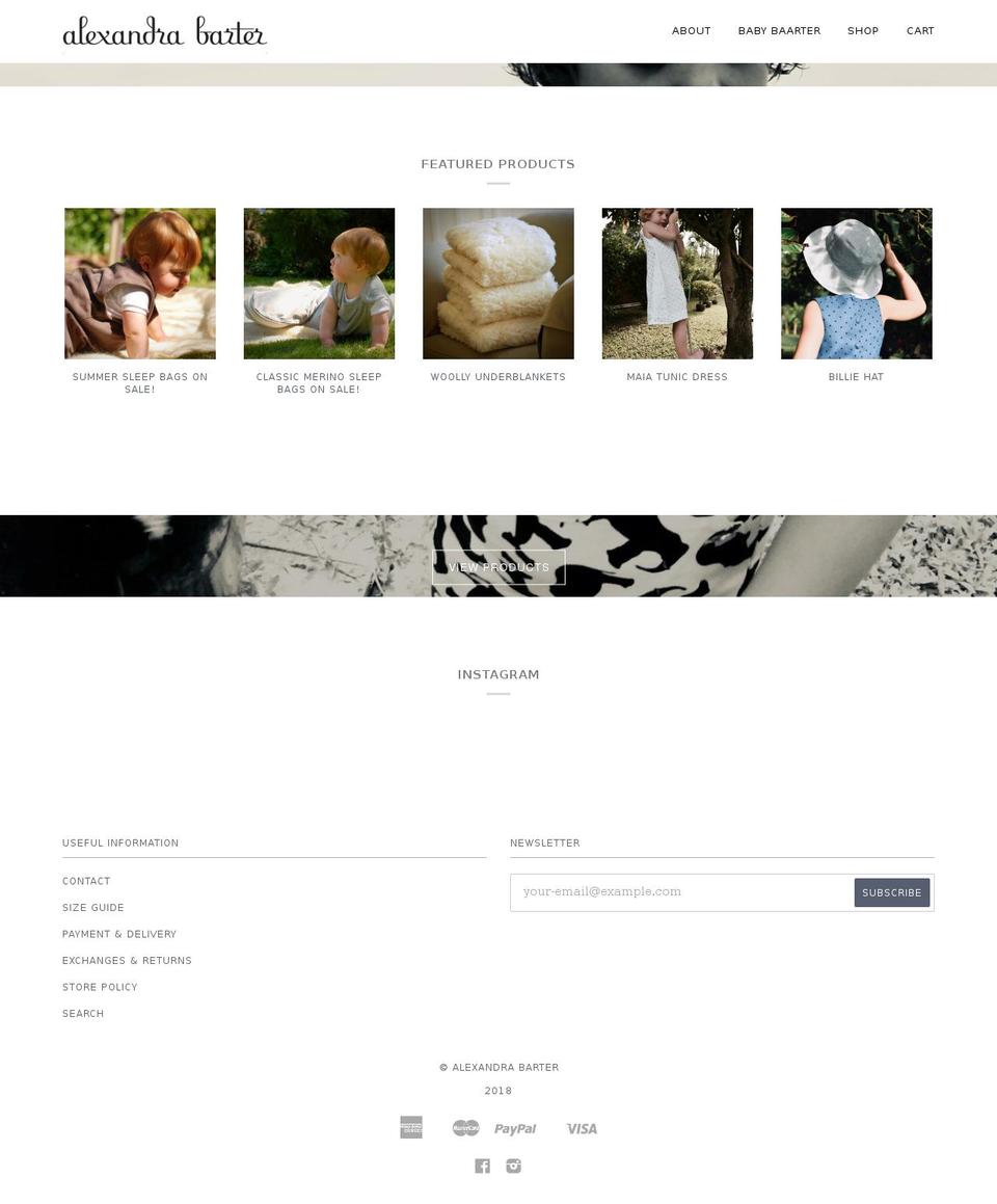 alexandrabarter.com — Shopify storefront screenshot