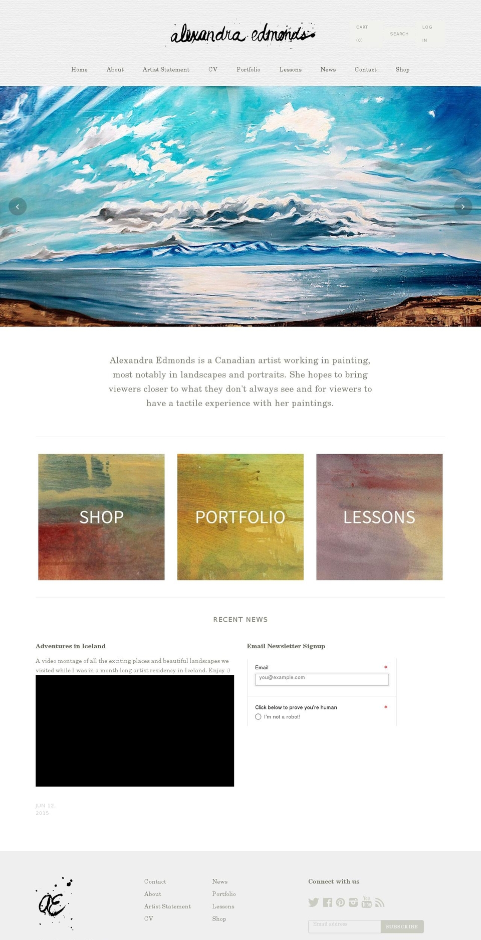 alexandraedmonds.com — Shopify storefront screenshot