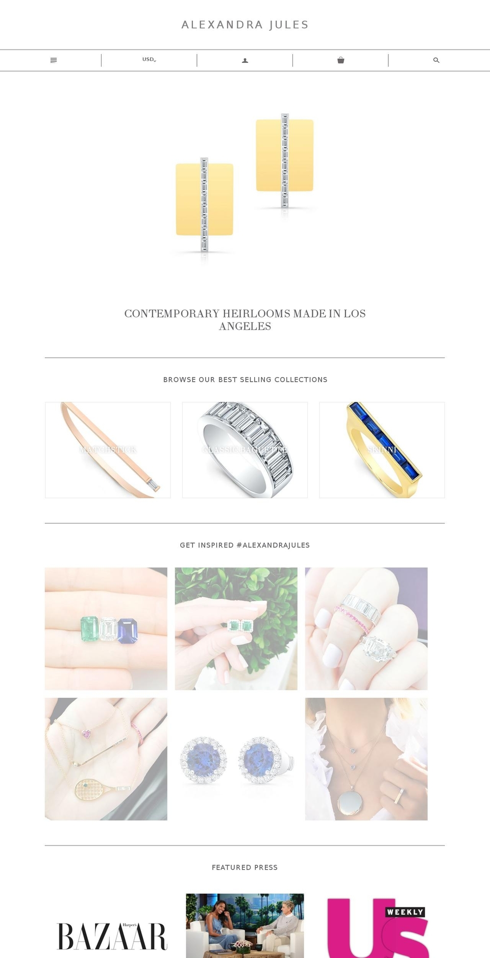 alexandrajules.com shopify website screenshot