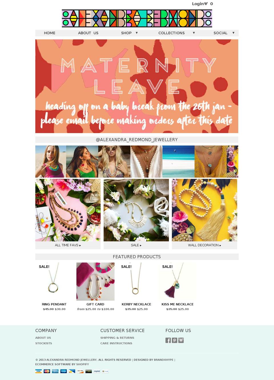 alexandraredmond.com shopify website screenshot