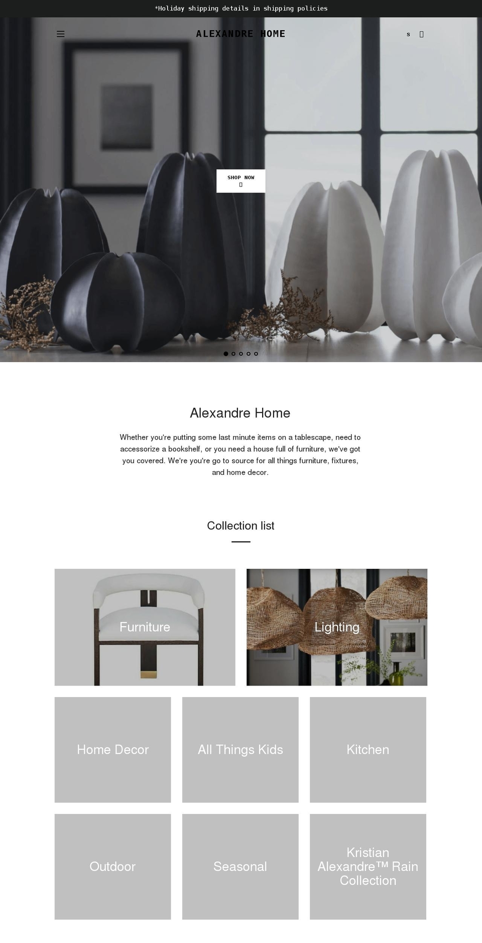 alexandre-home.com shopify website screenshot