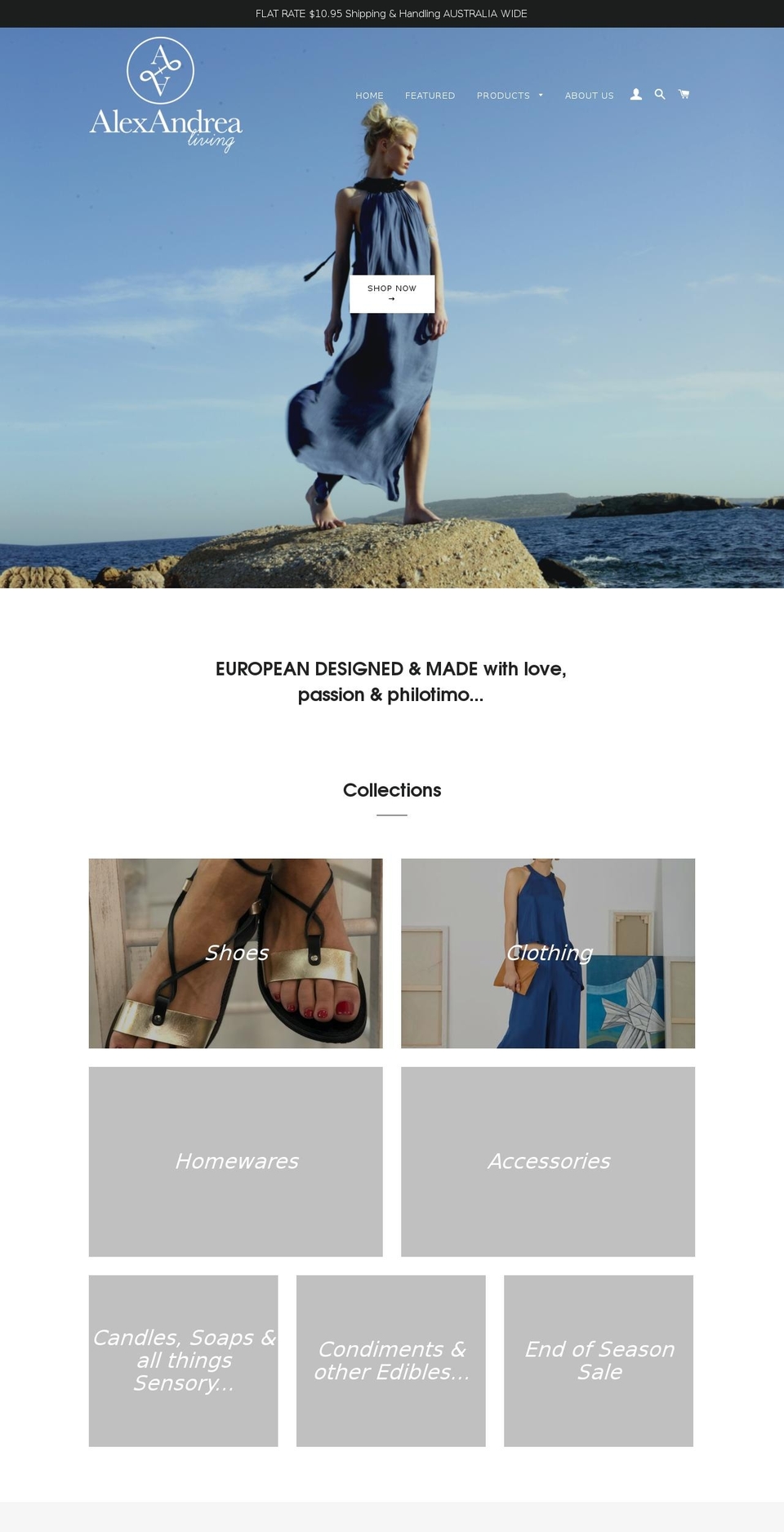 alexandrealiving.com — Shopify storefront screenshot