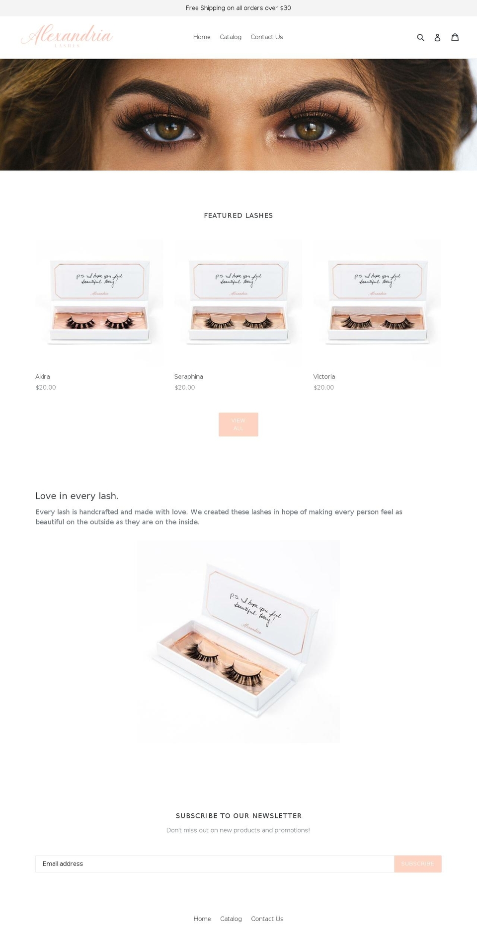 alexandrialashes.com — Shopify storefront screenshot