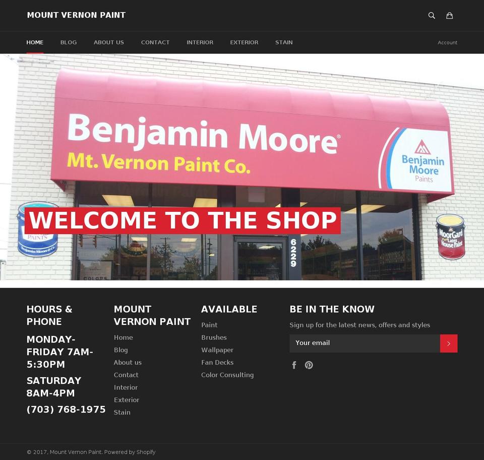 alexandriavapaintstore.com shopify website screenshot