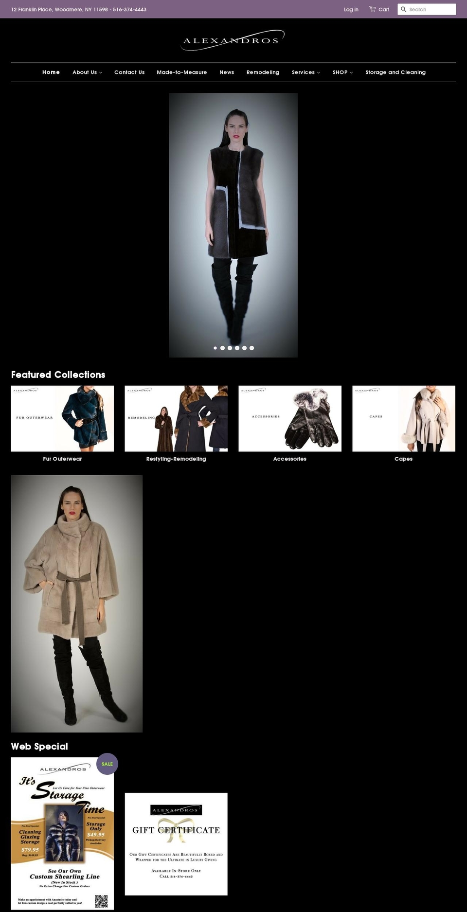 alexandrosfurs.com shopify website screenshot
