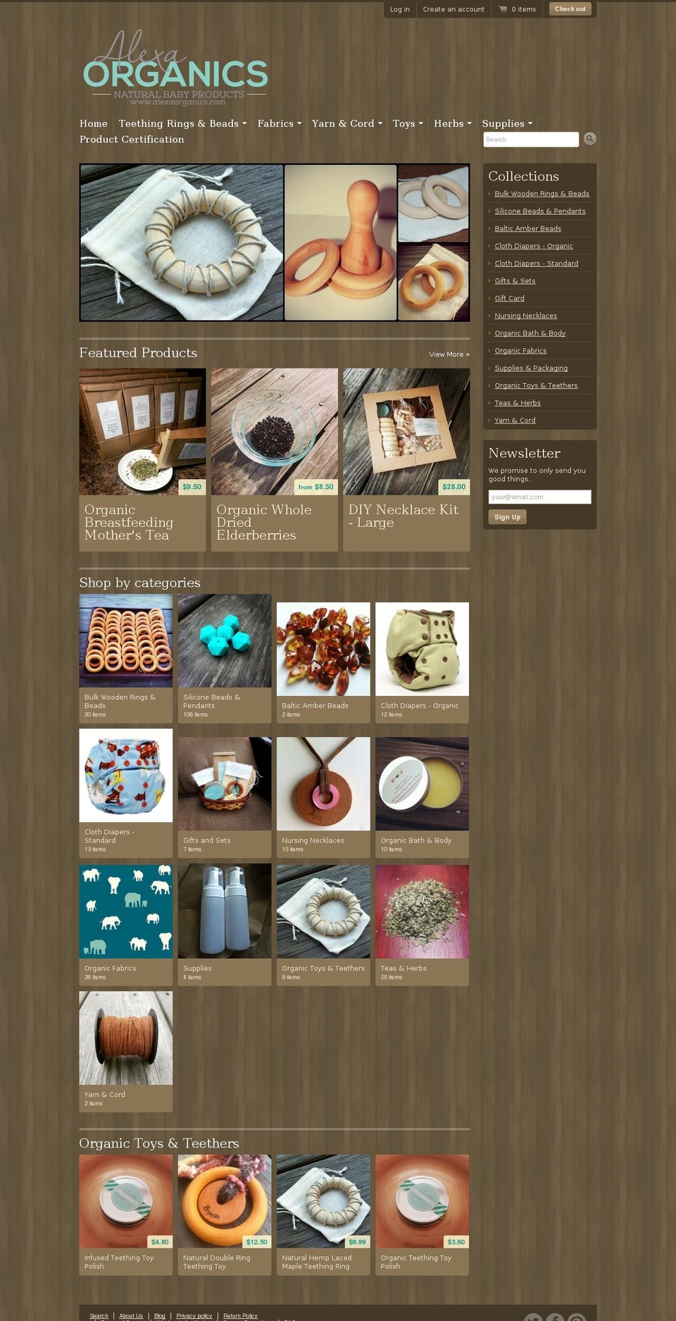 alexaorganics.com shopify website screenshot