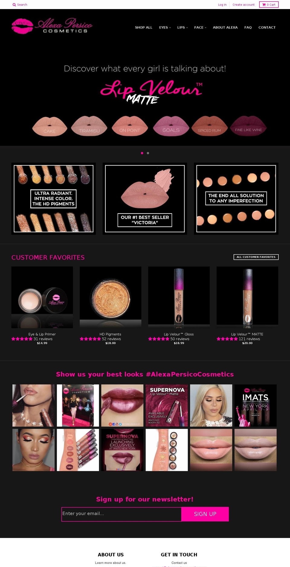 alexapersicocosmetic.com shopify website screenshot