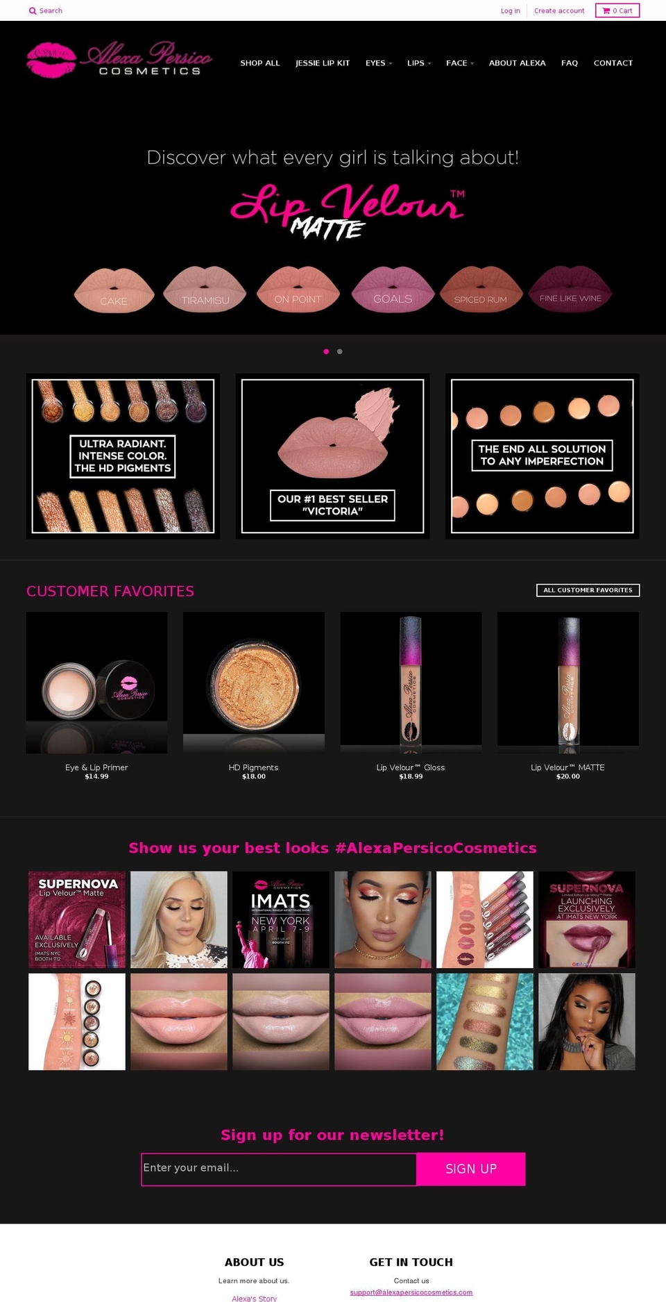 alexapersicocosmetics.com shopify website screenshot