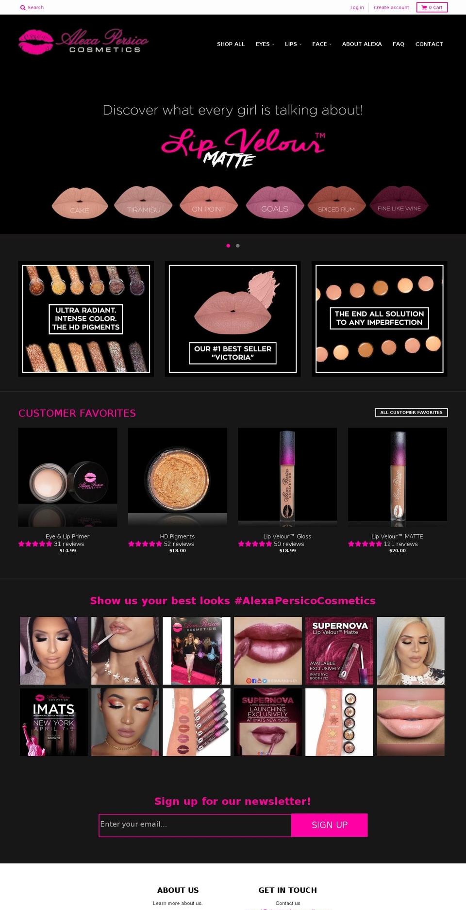 alexapersicomakeup.com shopify website screenshot