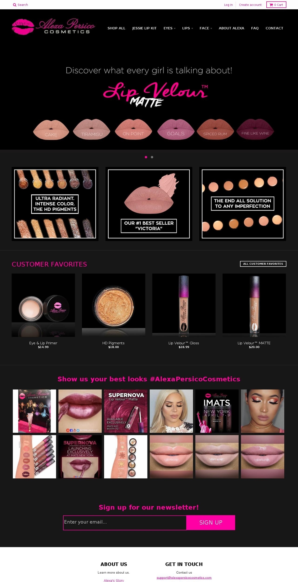 alexapriscocosmetics.com shopify website screenshot
