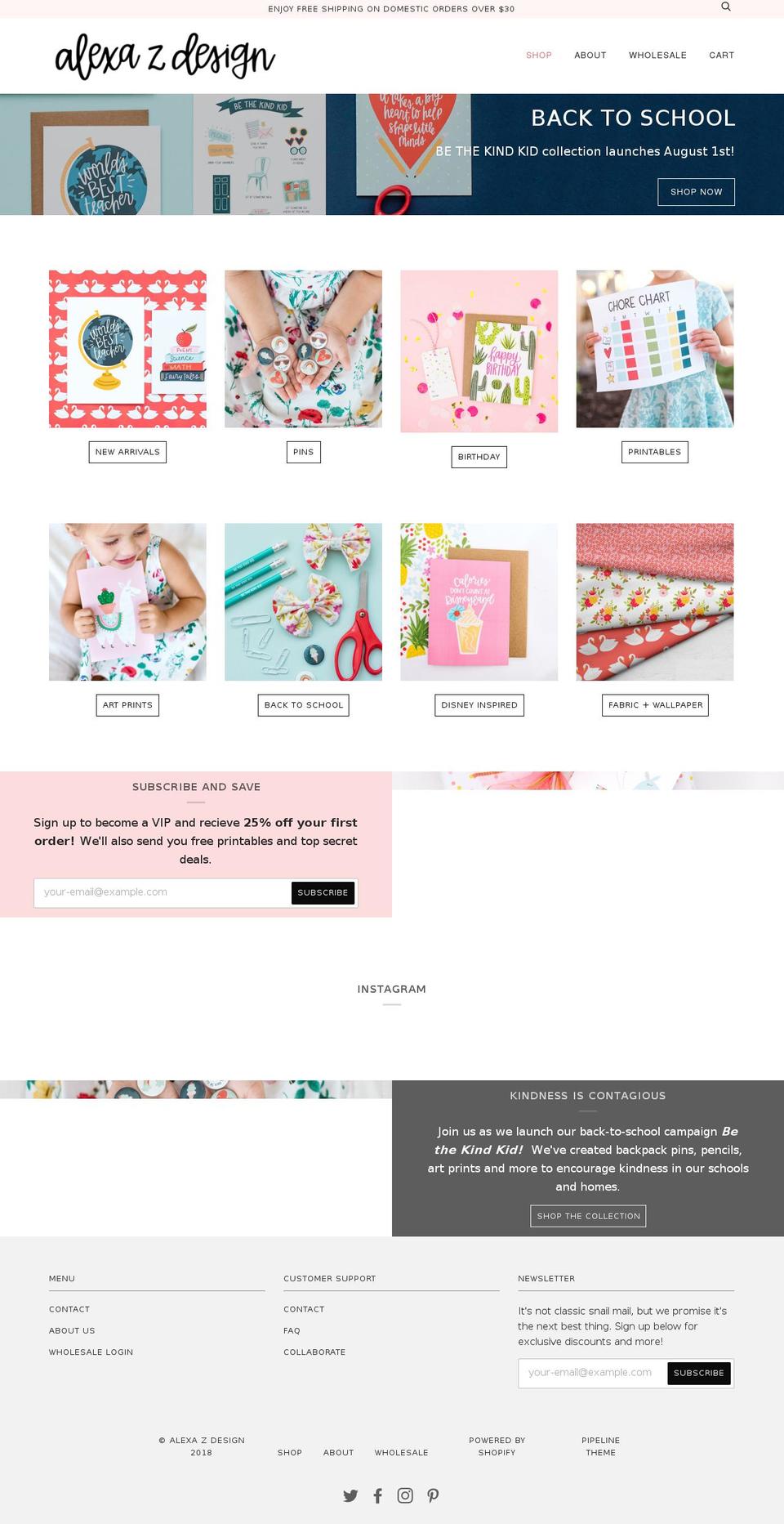 Copy of Pipeline Shopify theme site example alexazdesign.com