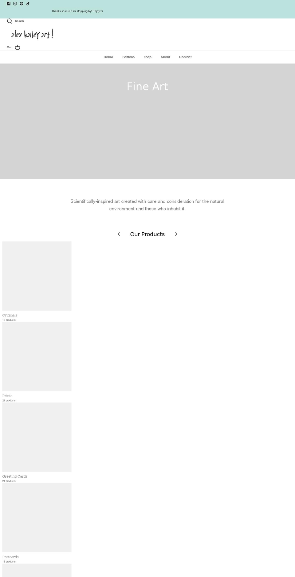 alexbaileyart.com shopify website screenshot