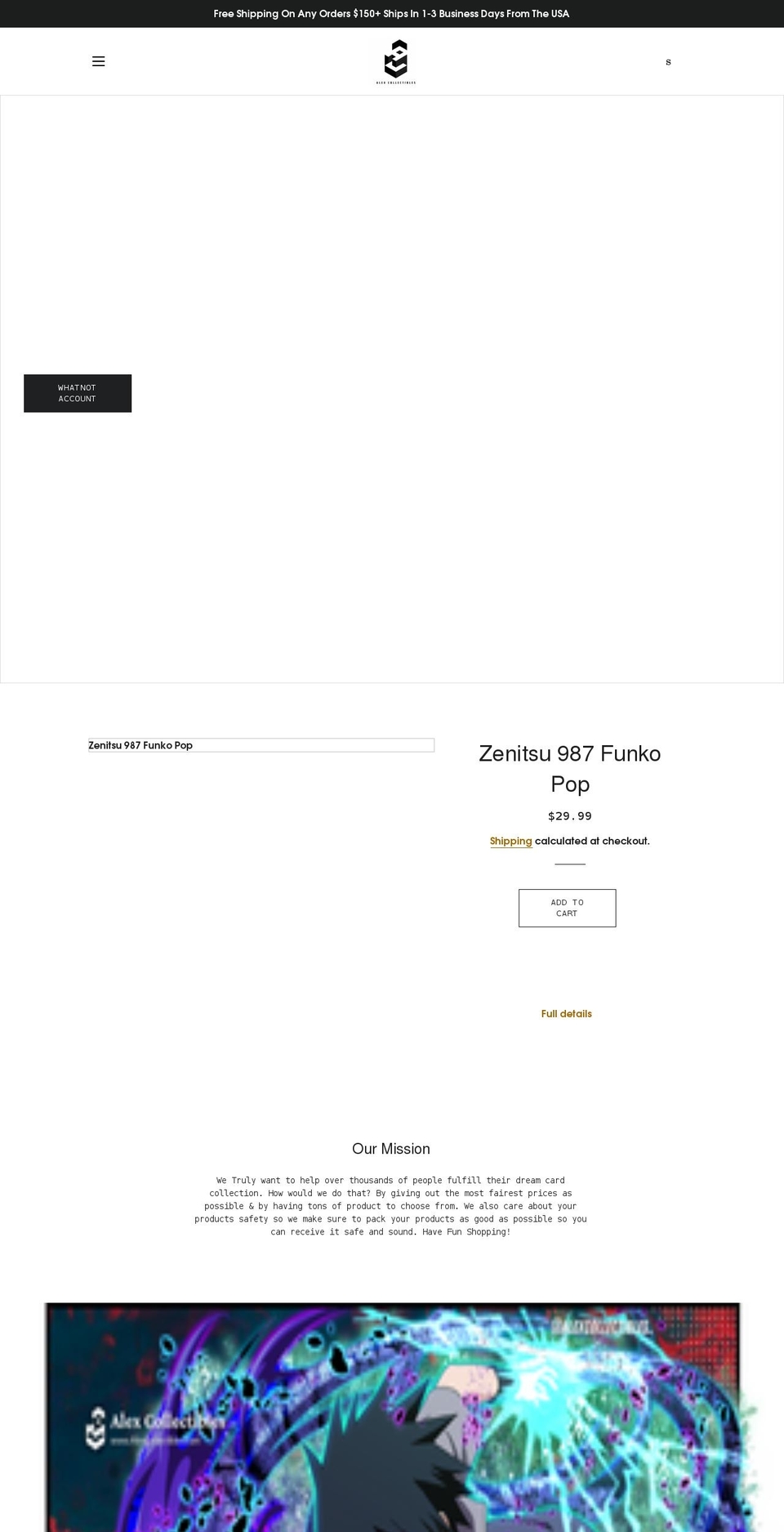 alexcollectibles.com shopify website screenshot
