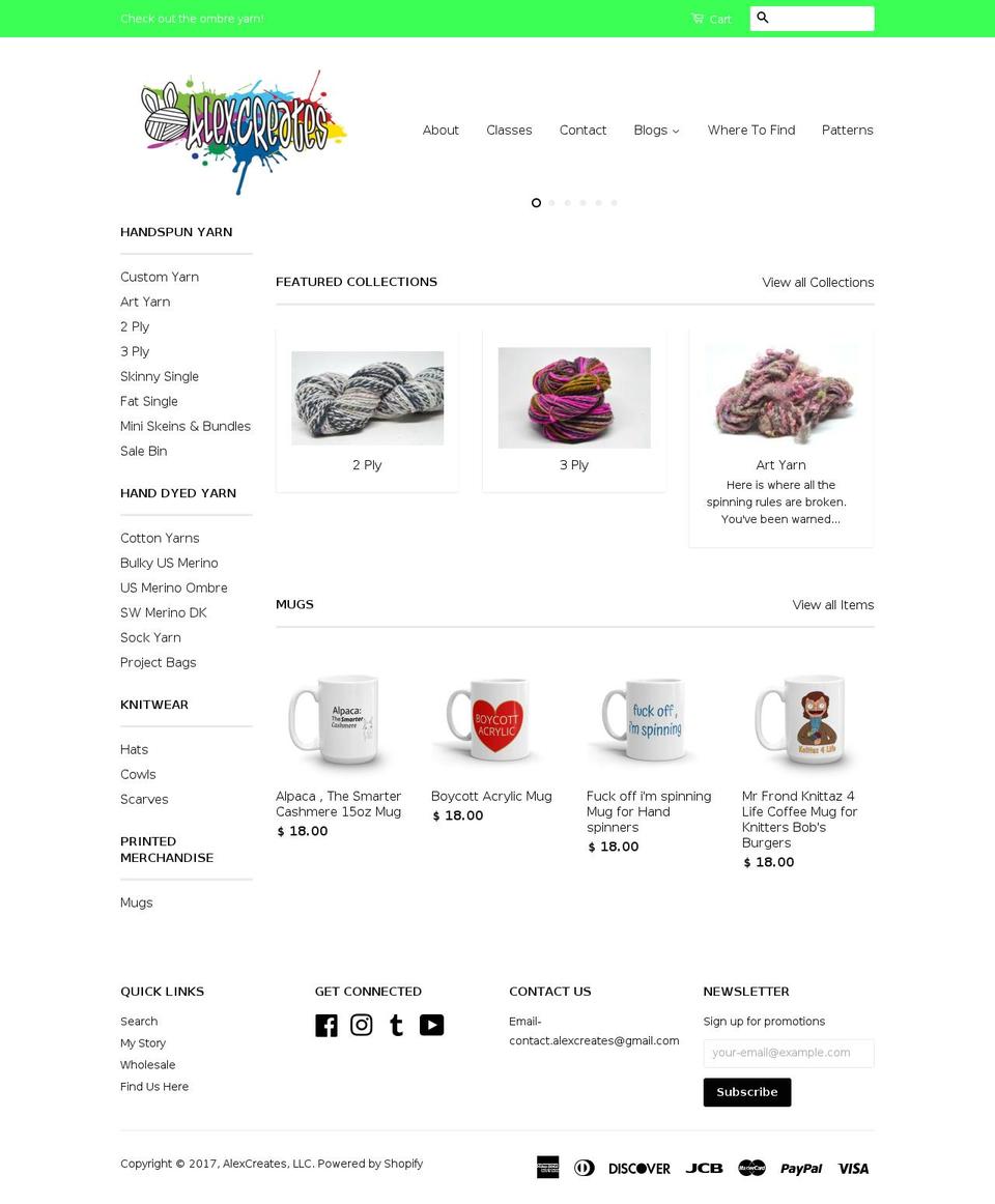 alexcreates.us shopify website screenshot