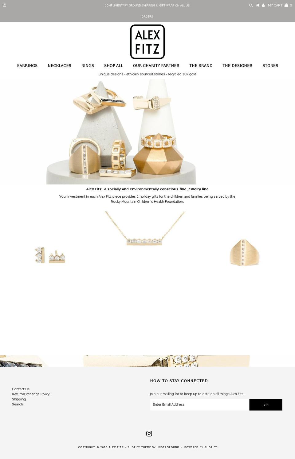 alexfitzjewelry.com shopify website screenshot