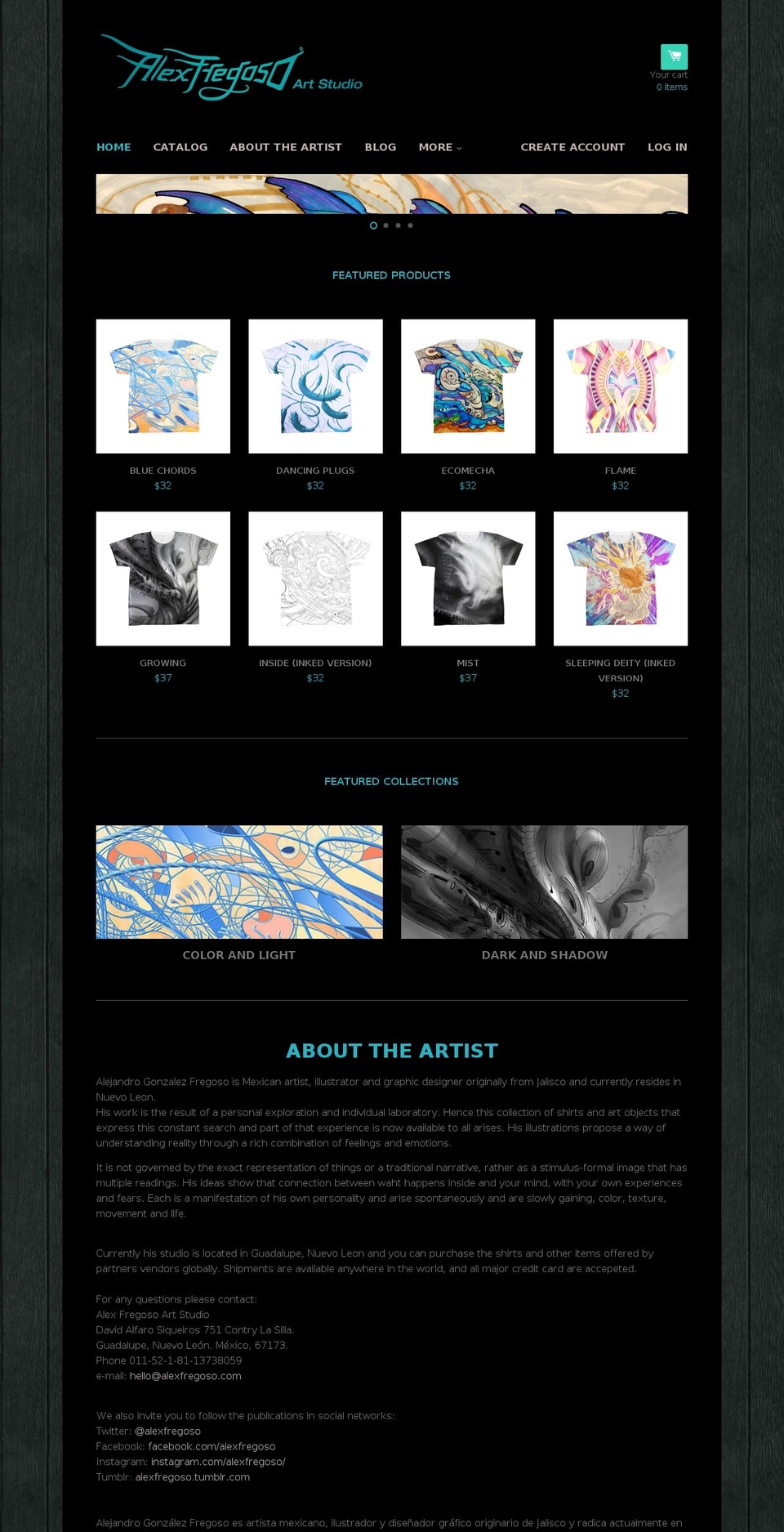 alexfregoso.com shopify website screenshot