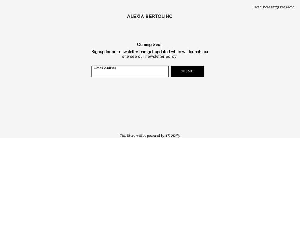 alexiabertolino.com shopify website screenshot