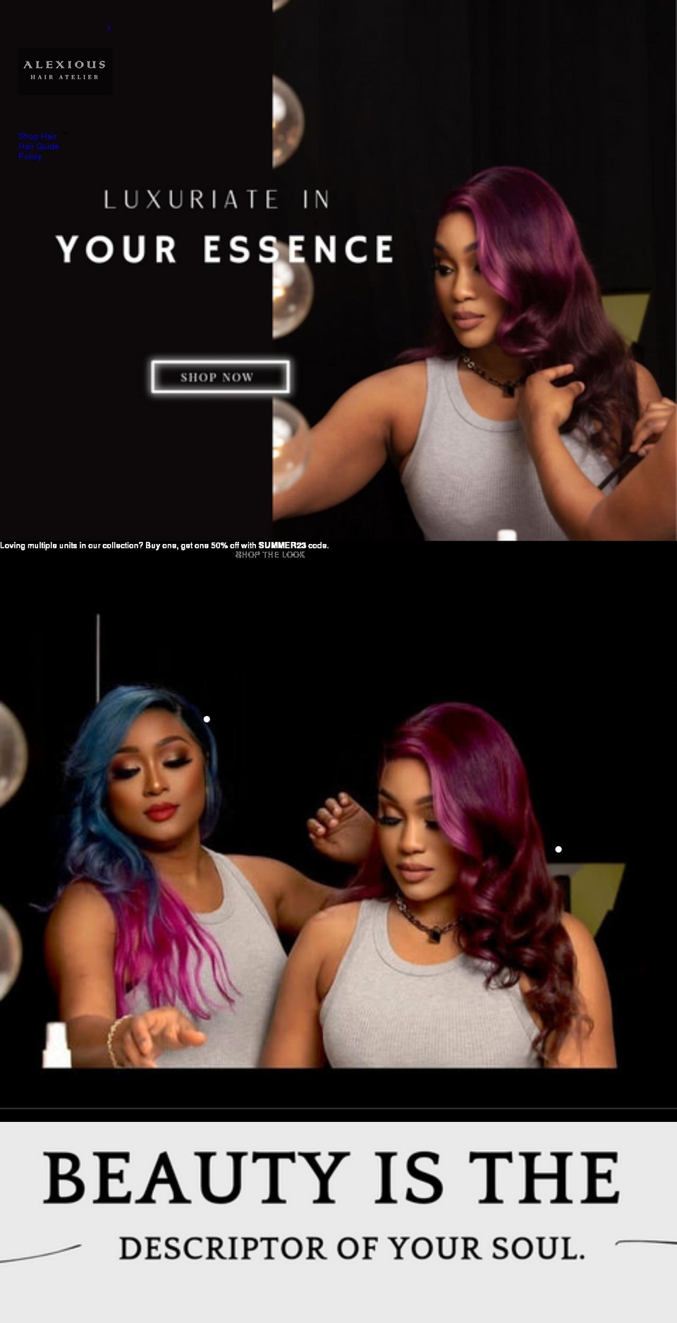 alexiousatelier.com shopify website screenshot