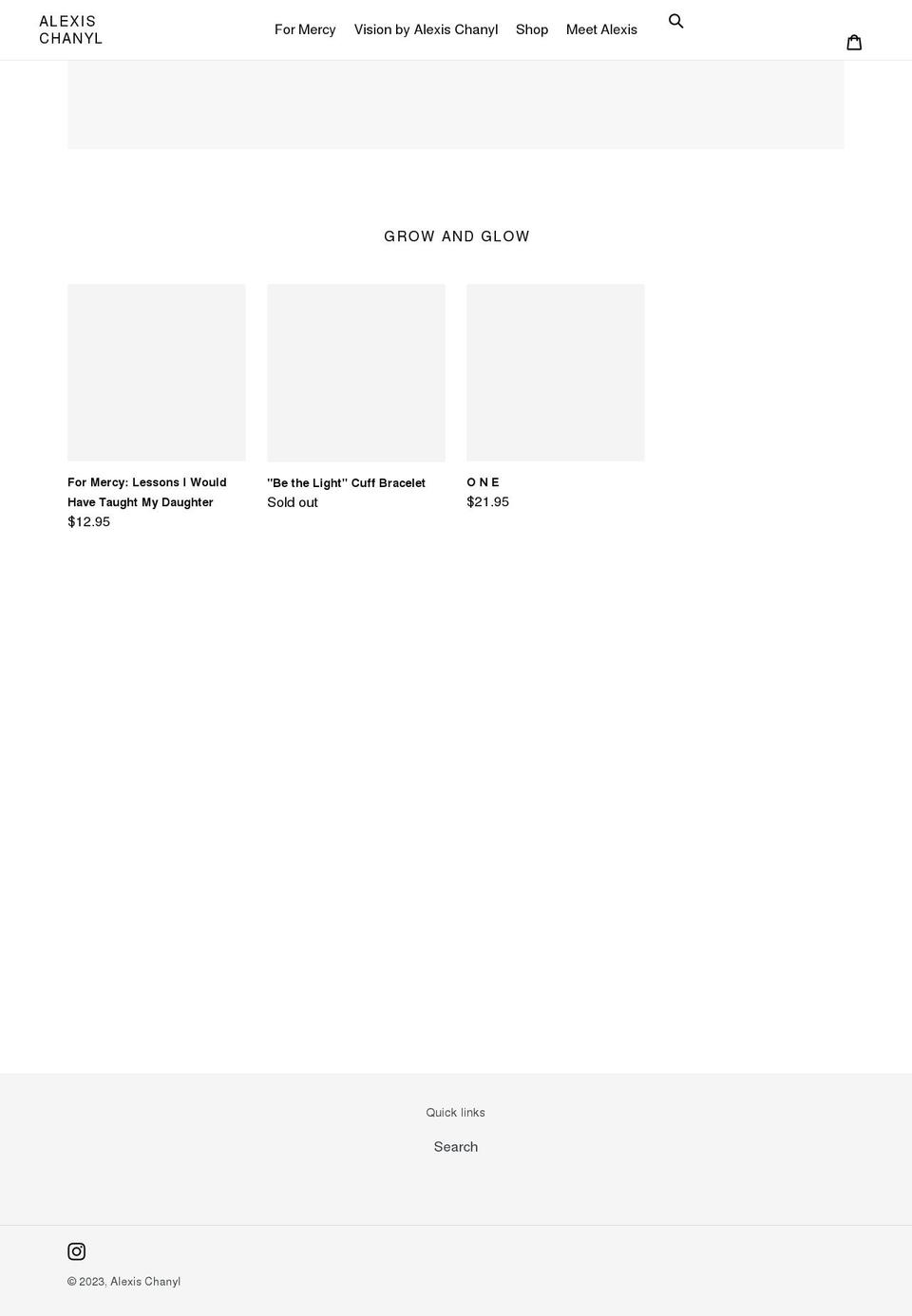 alexischanyl.com shopify website screenshot