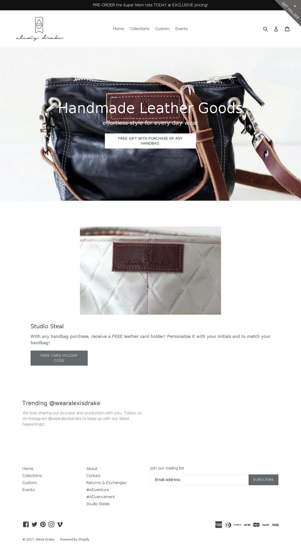 Be Yours Shopify theme site example alexisdrake.com