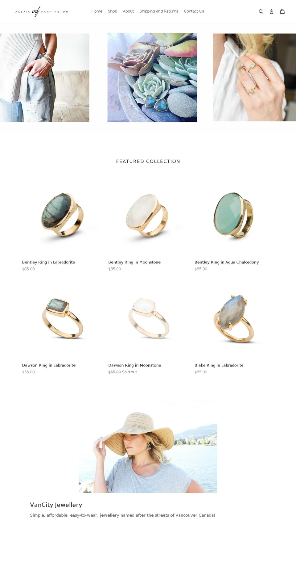 alexisfarrington.com shopify website screenshot