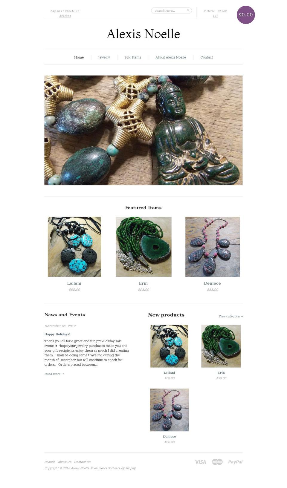 alexisnoelle.com shopify website screenshot