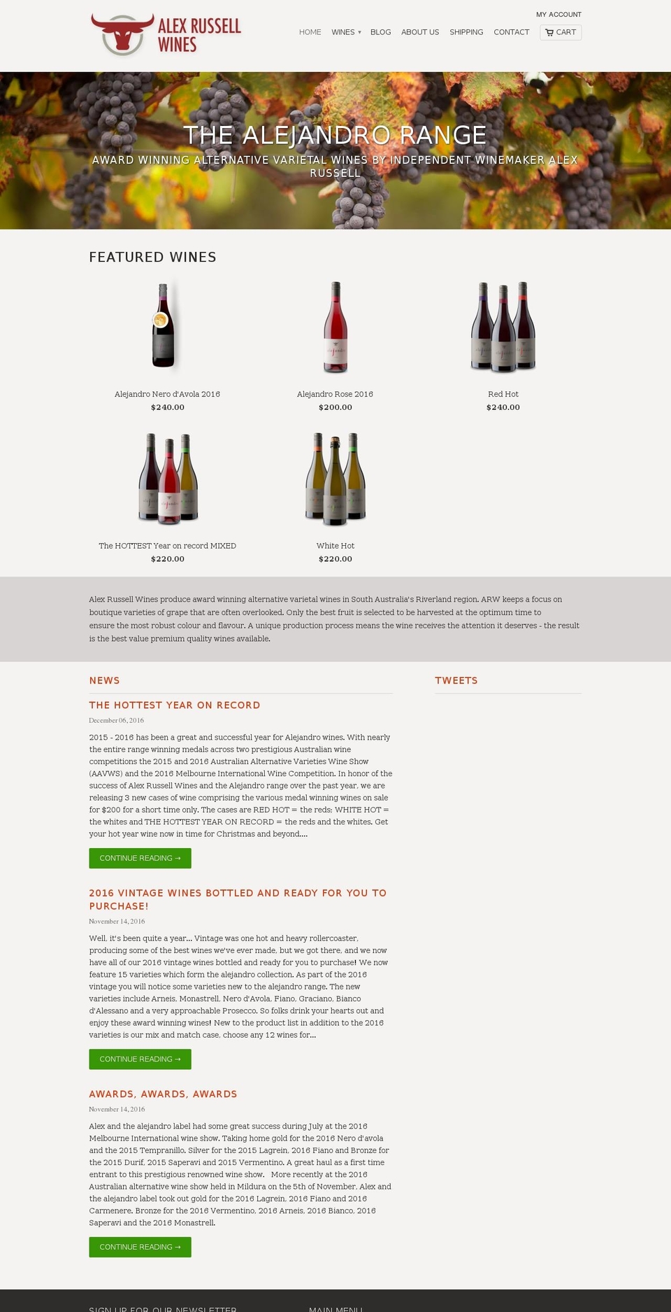 alexrussellwines.com.au shopify website screenshot