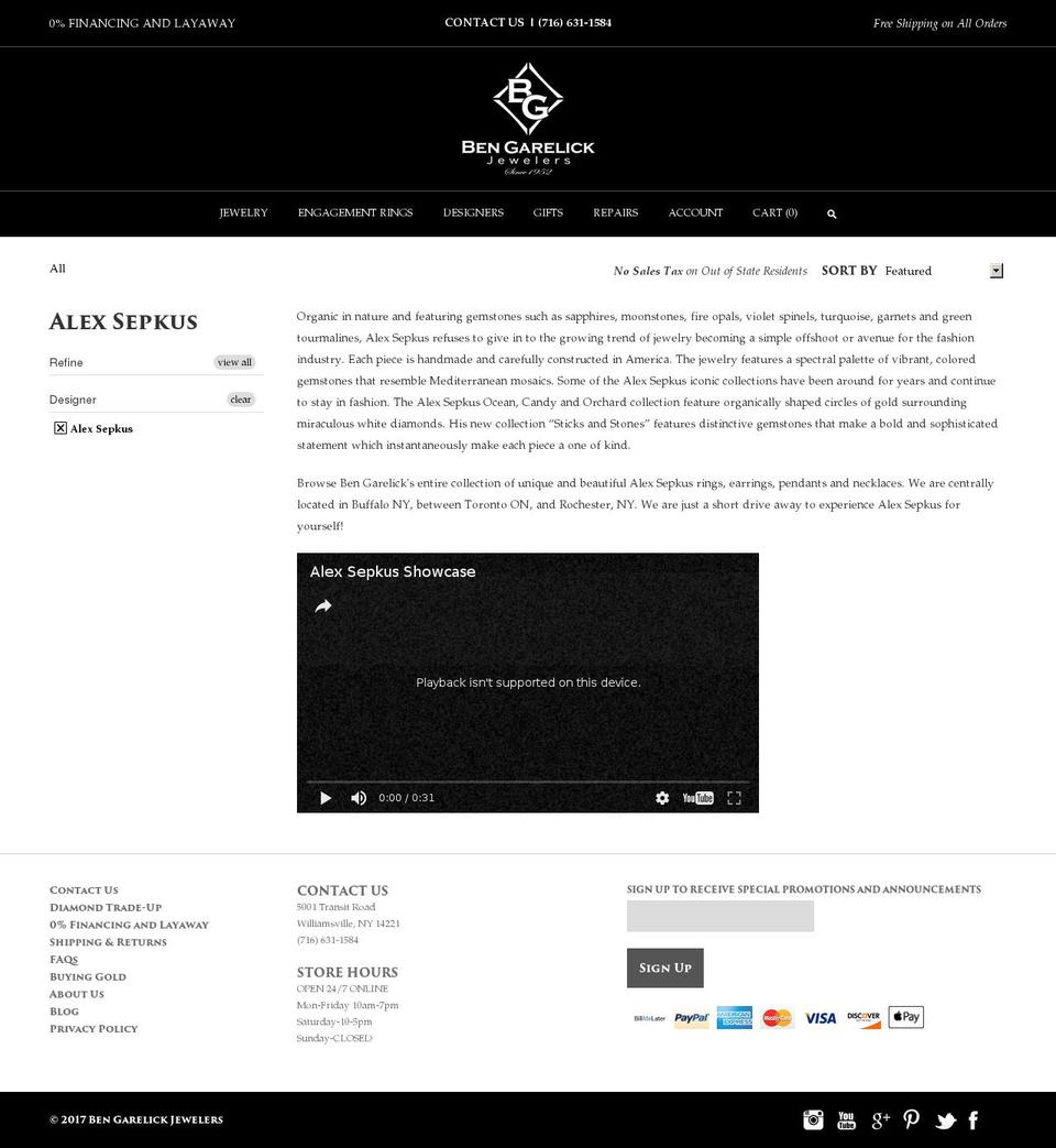 Ben Garelick v2.7.2 - Collection Mobile Optimized Shopify theme site example alexsepkusjewelry.com