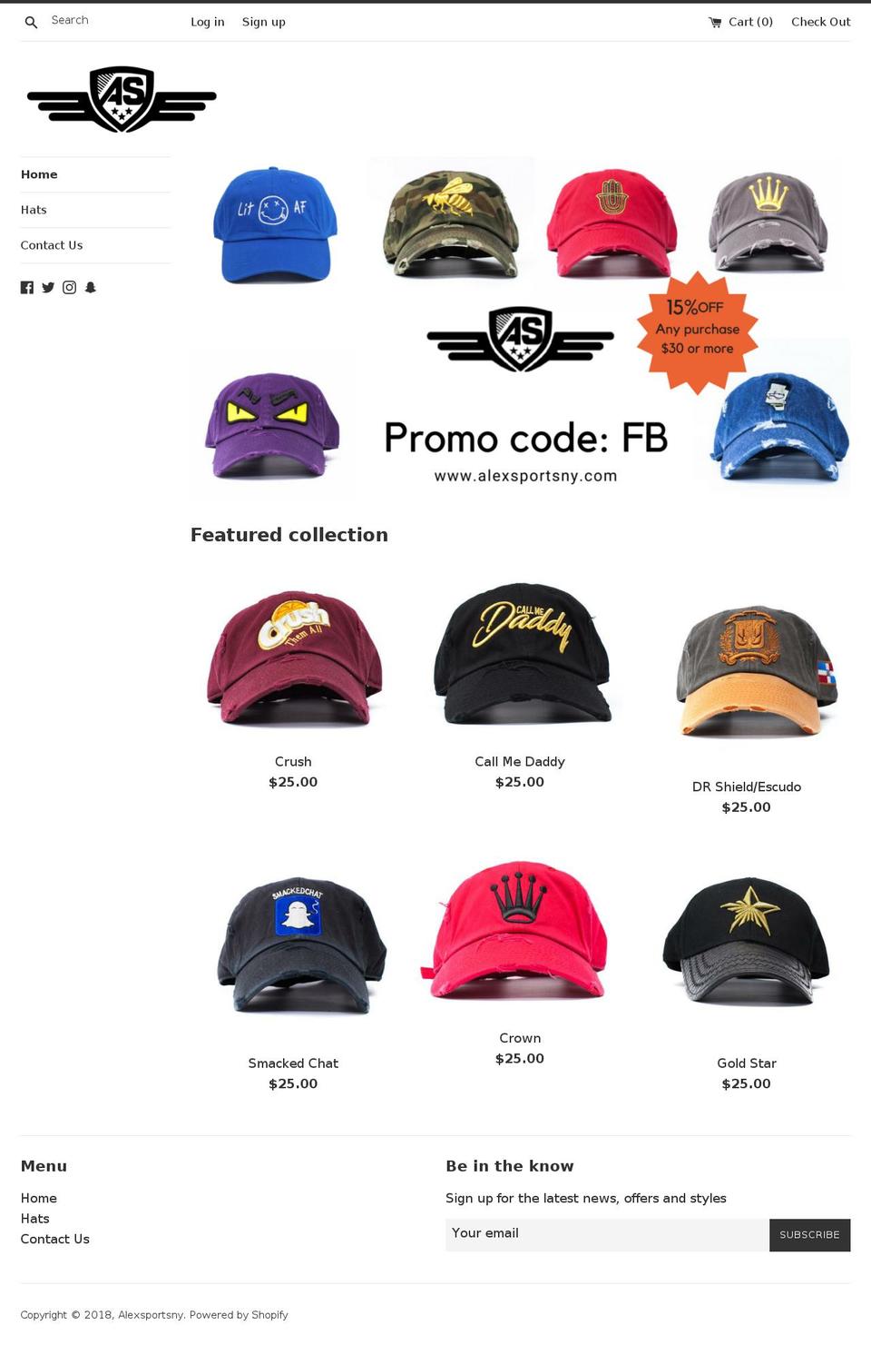 alexsportsny.com — Shopify storefront screenshot