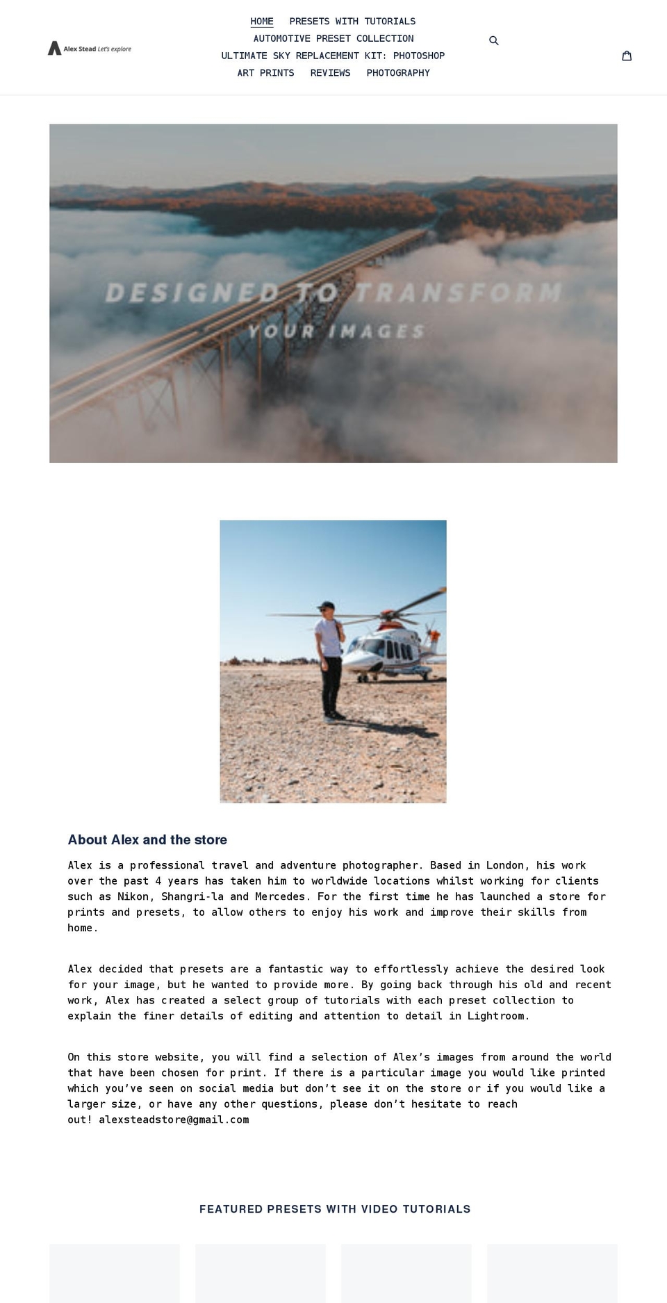 alexsteadstore.com shopify website screenshot