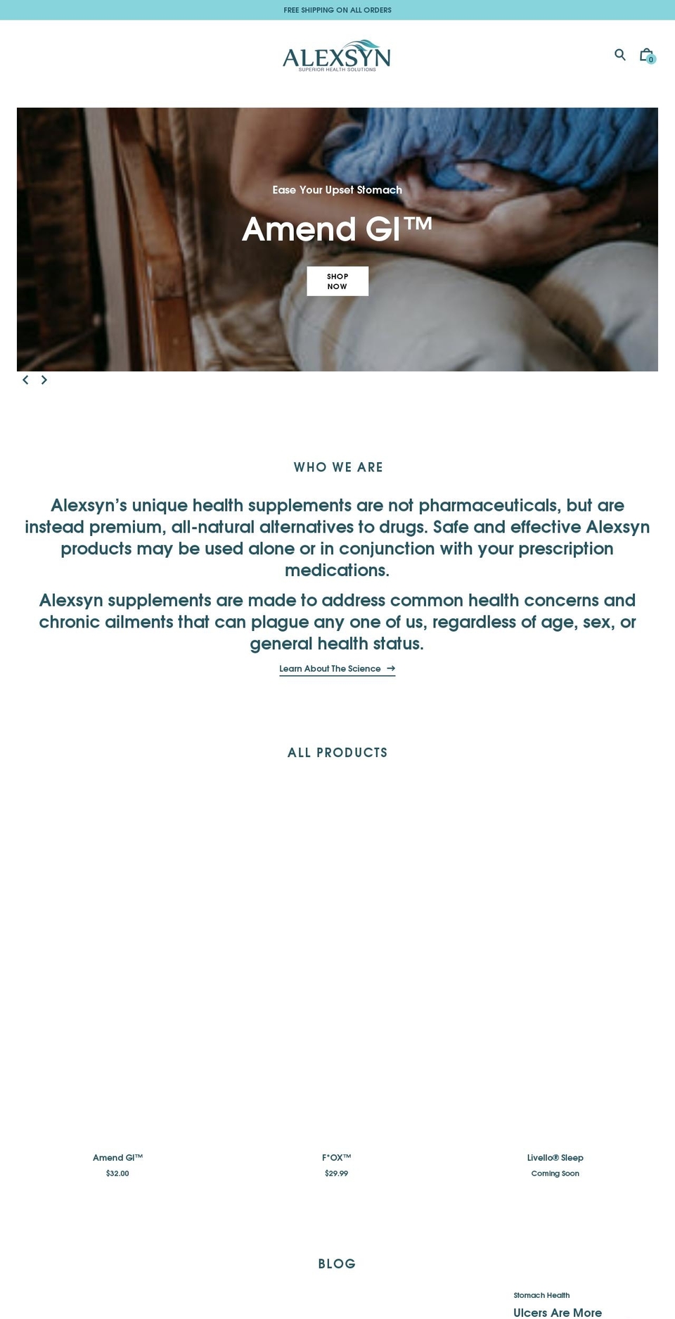 alexsyn.com shopify website screenshot