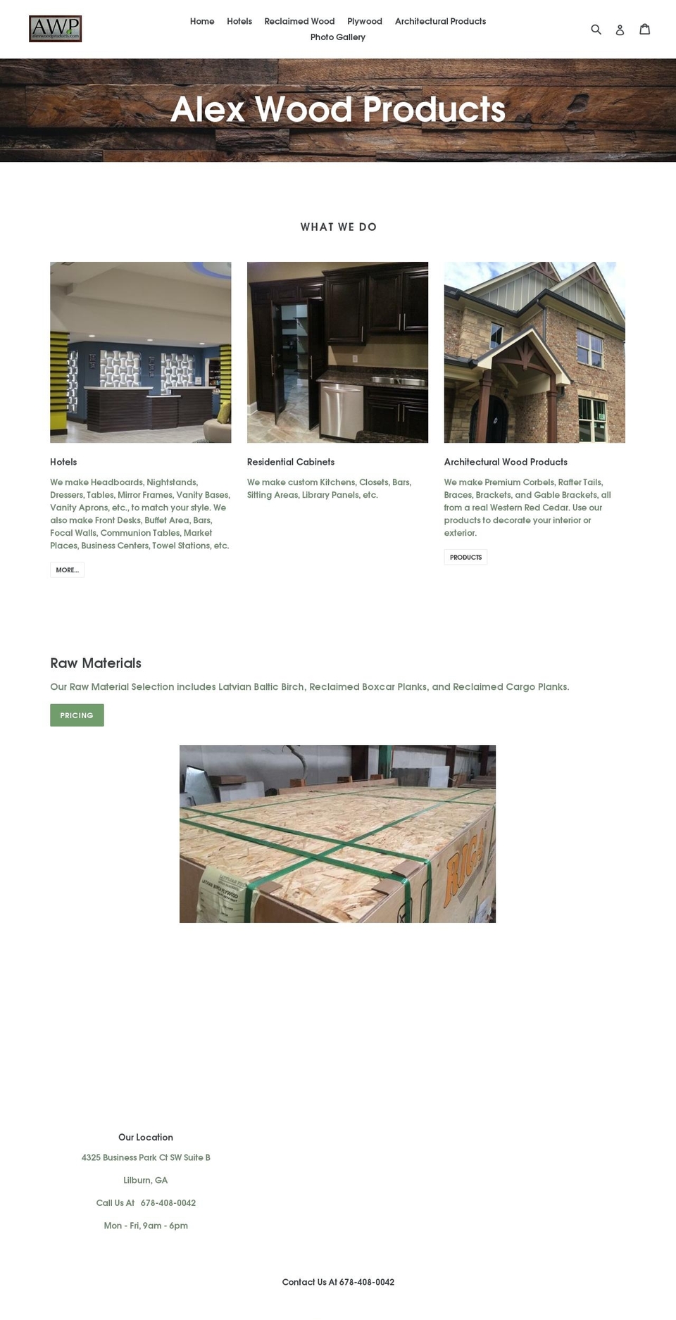 alexwoodproducts.com shopify website screenshot