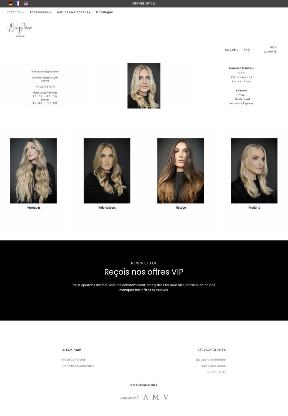 alexyhair.com shopify website screenshot