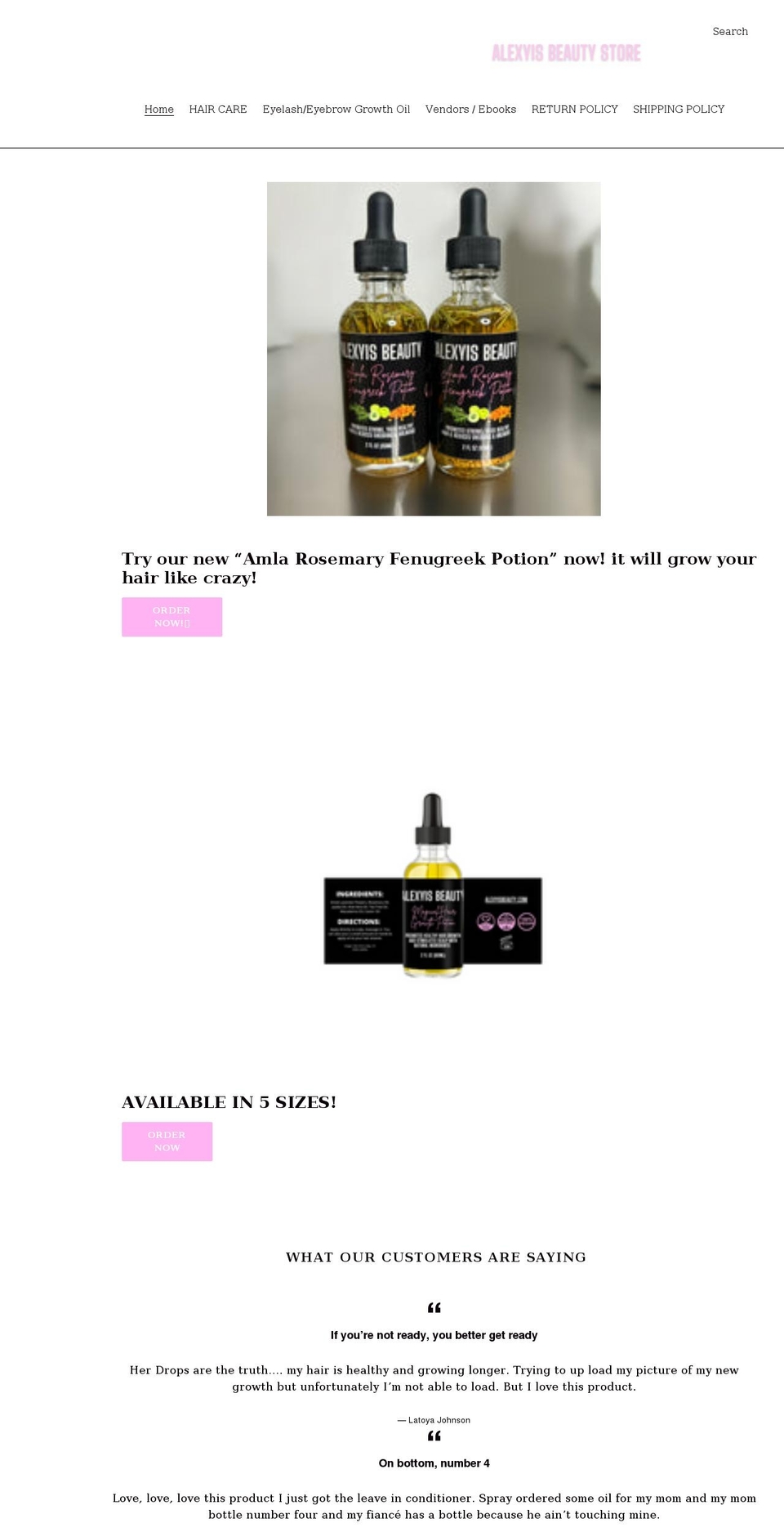 alexyisbeauty.com shopify website screenshot