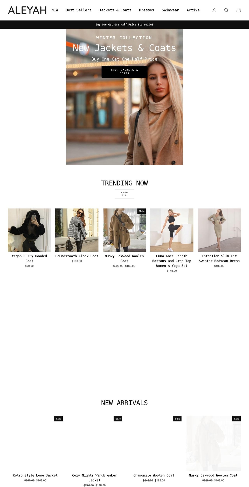 aleyahwoman.com shopify website screenshot