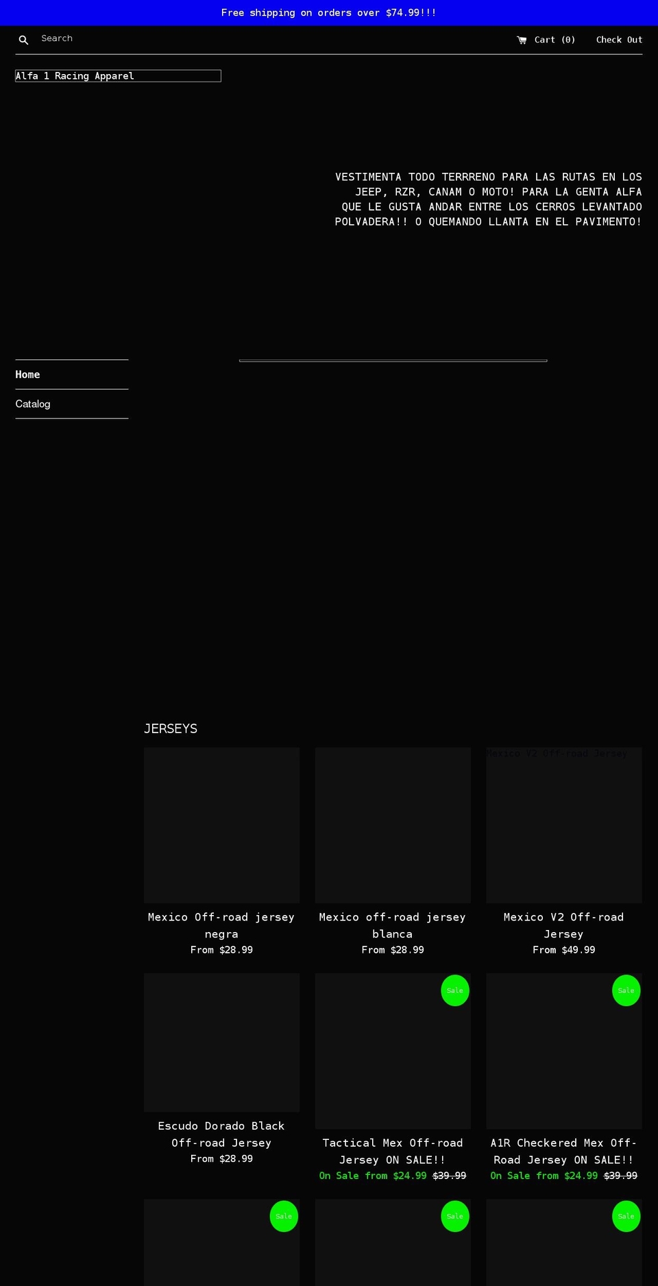 alfa1racing.com shopify website screenshot