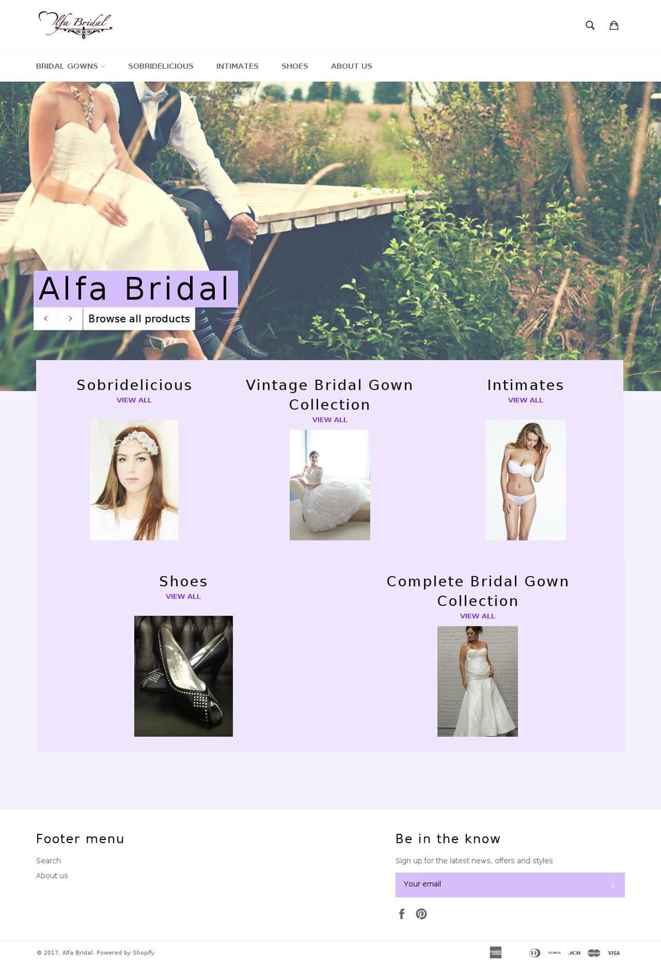alfabridal.com shopify website screenshot