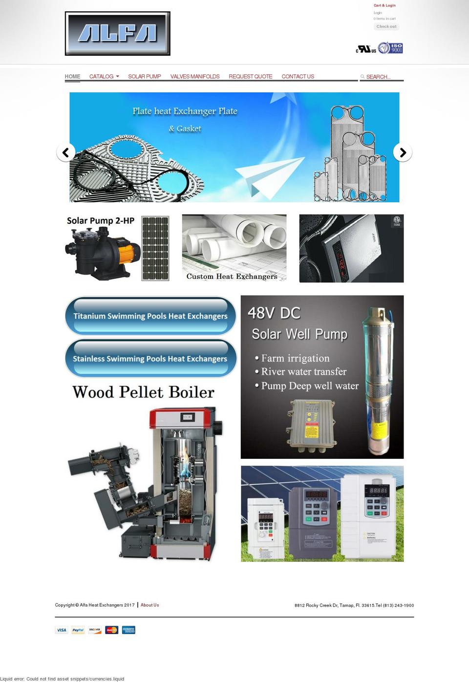 alfaheatexchangers.com shopify website screenshot