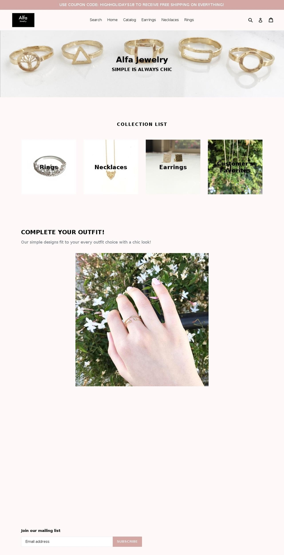 alfajewelry.com — Shopify storefront screenshot