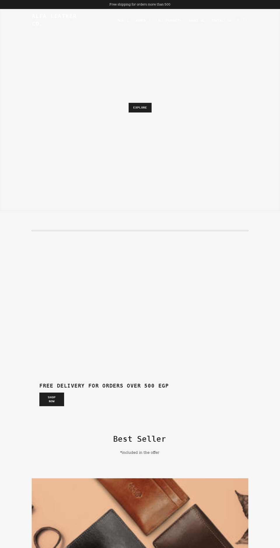 alfaleather.com shopify website screenshot