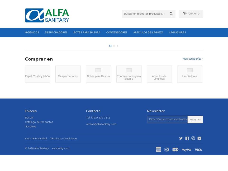 alfasanitary.com — Shopify storefront screenshot