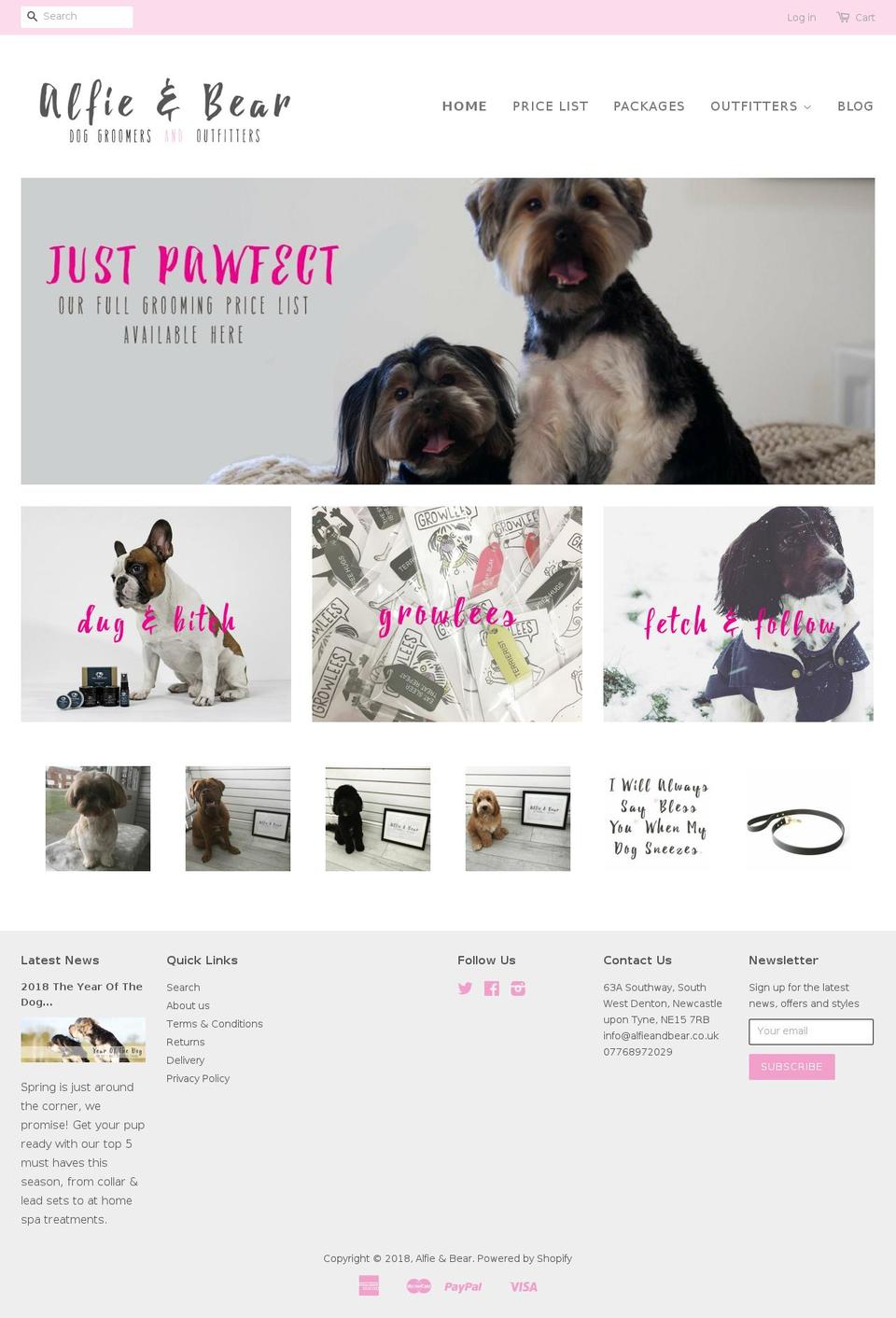 alfieandbear.com — Shopify storefront screenshot