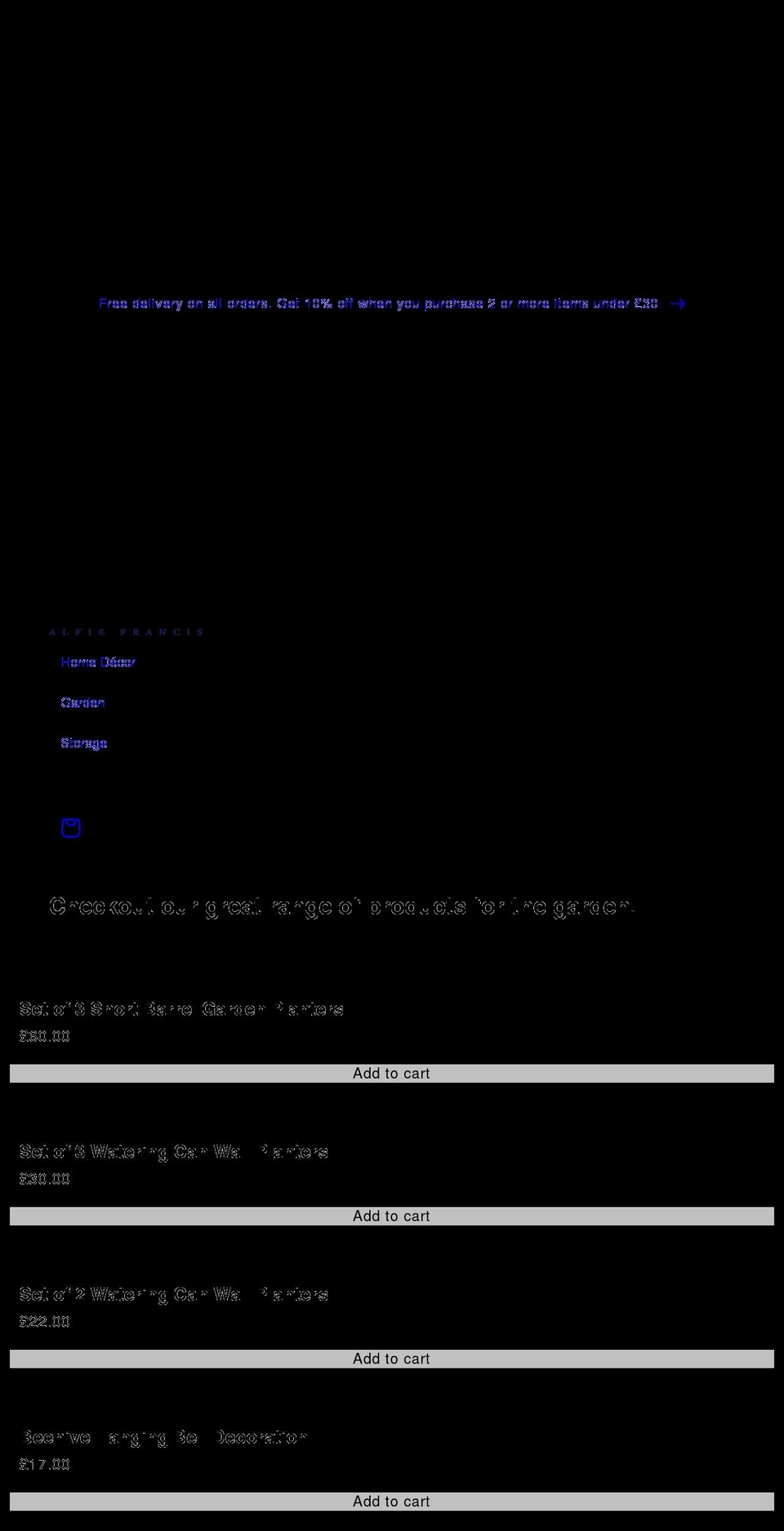 alfiefrancis.com shopify website screenshot