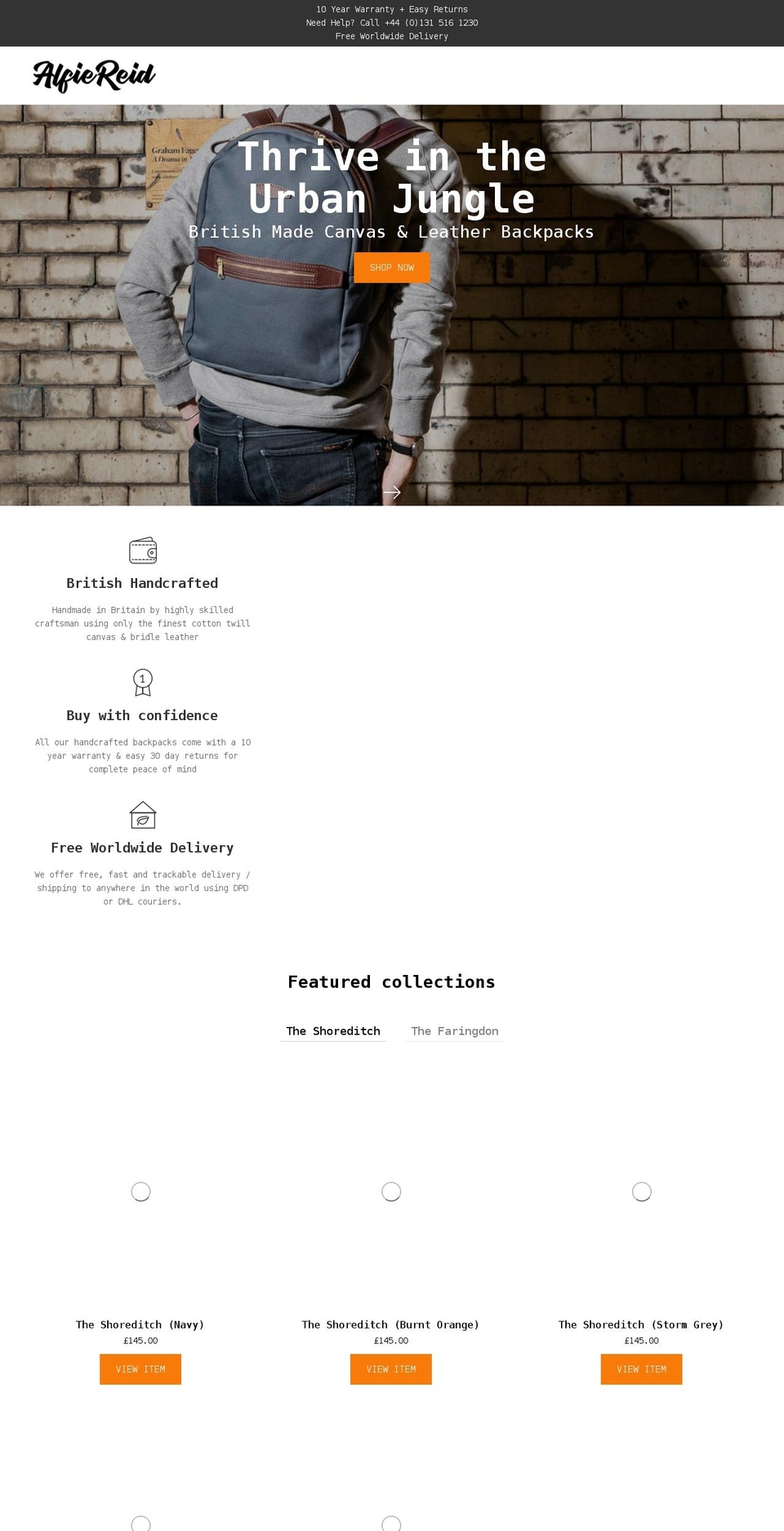 alfiereid.com shopify website screenshot
