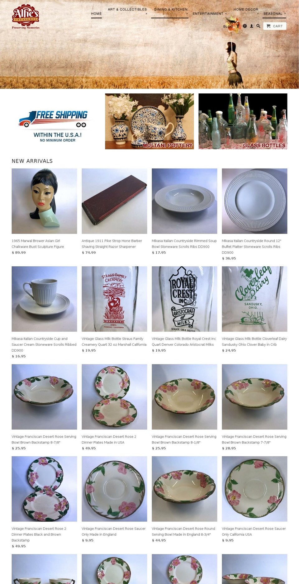 alfietreasure.com shopify website screenshot