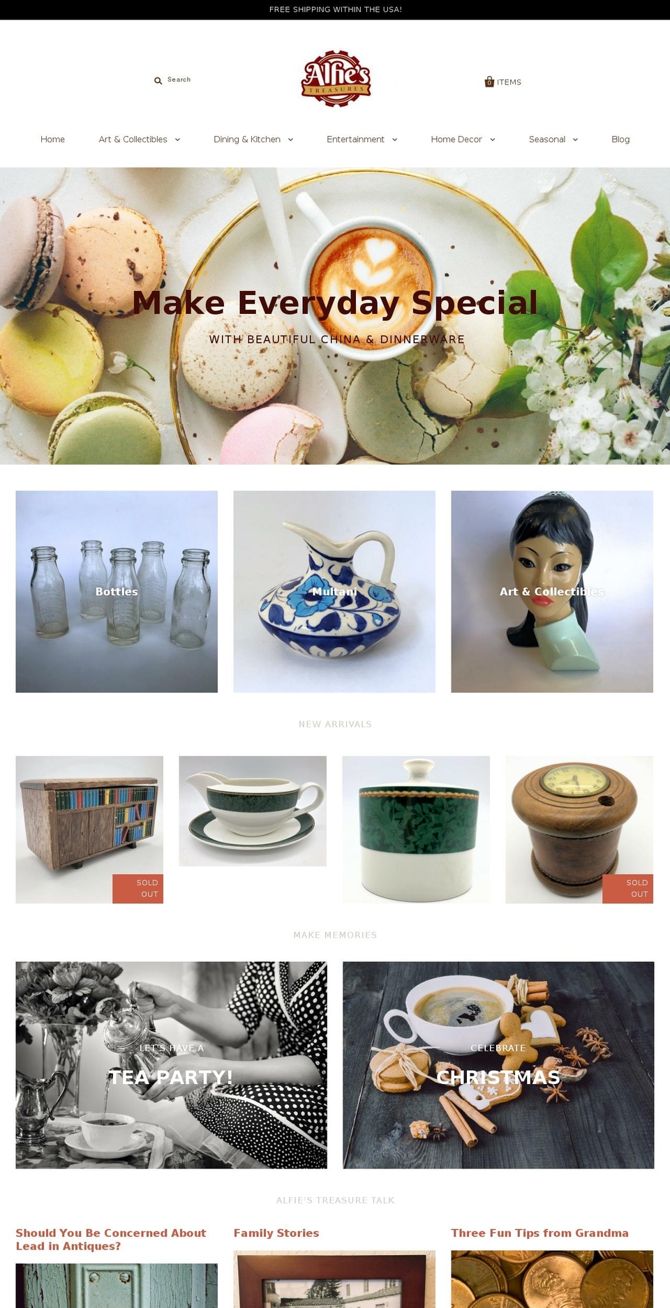 alfietreasures.com — Shopify storefront screenshot