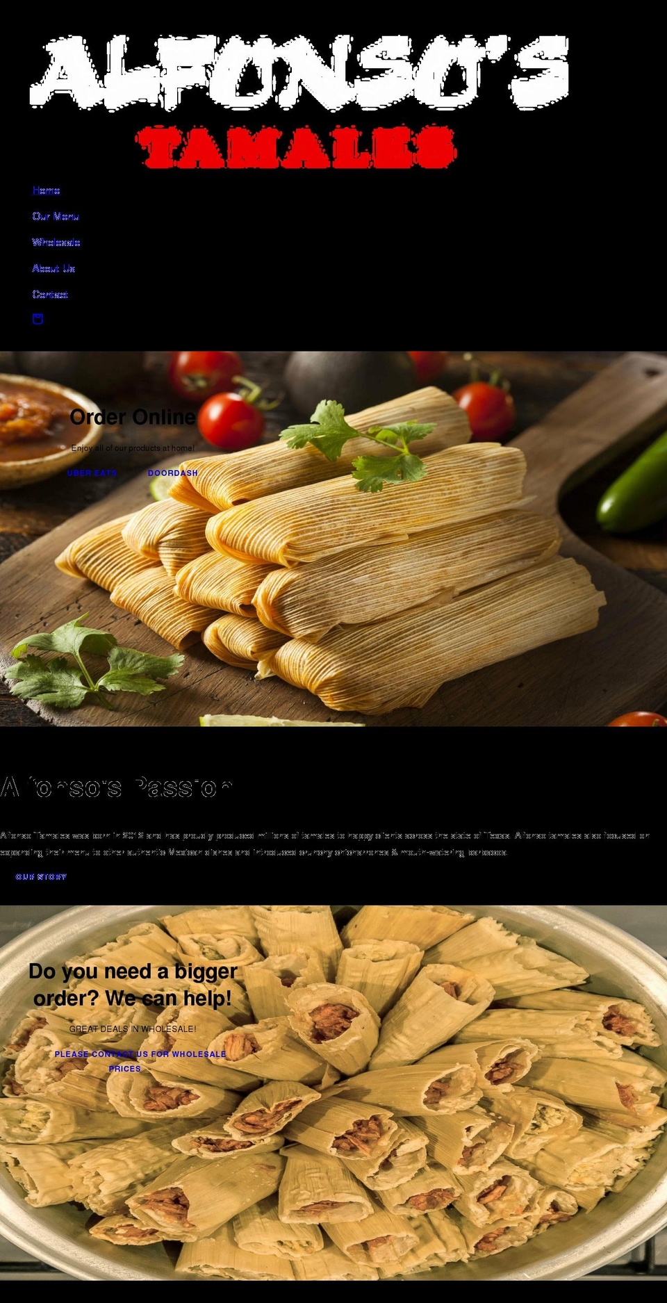 alfonsostamales.com shopify website screenshot