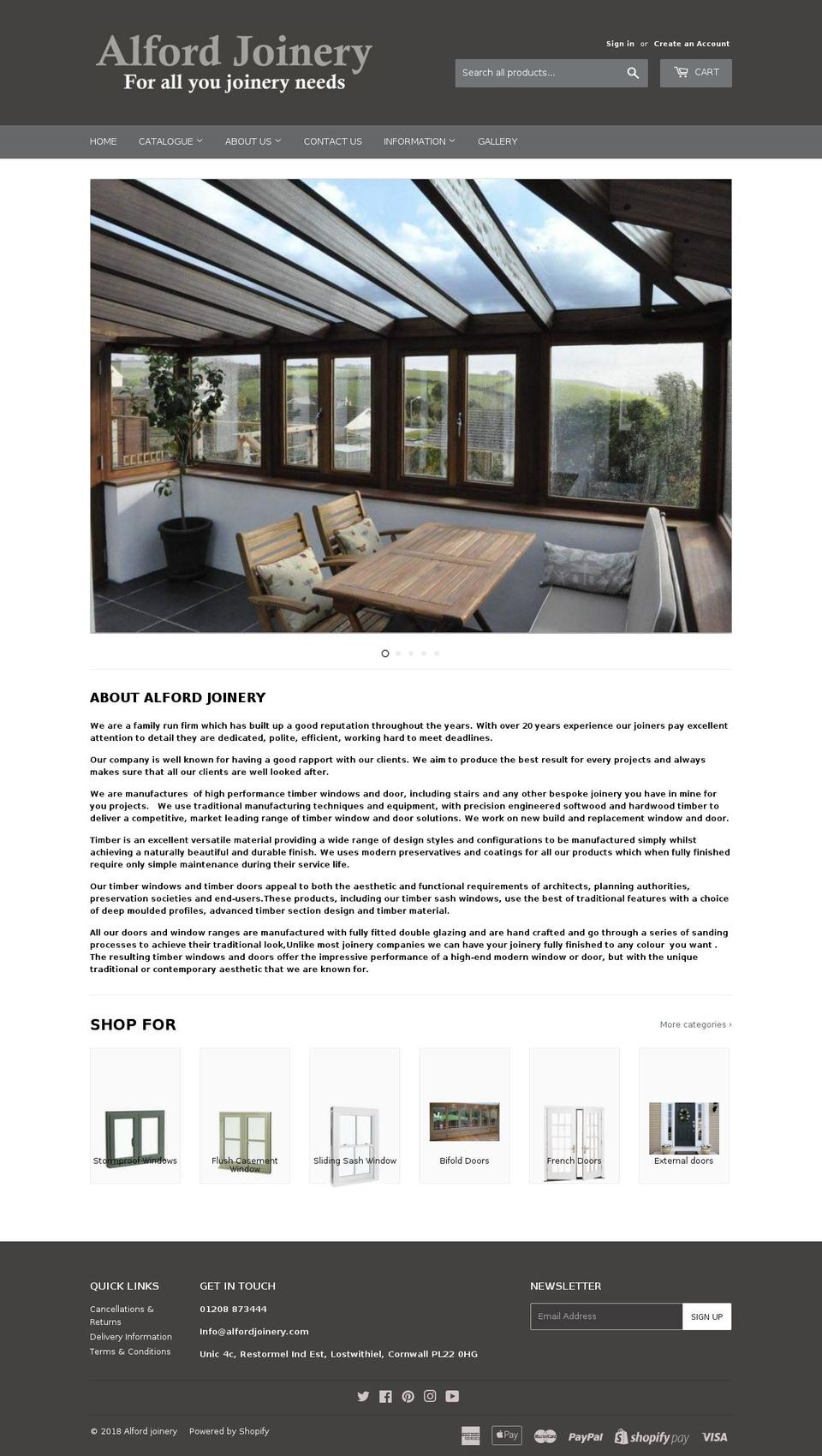 alfordjoinery.com — Shopify storefront screenshot