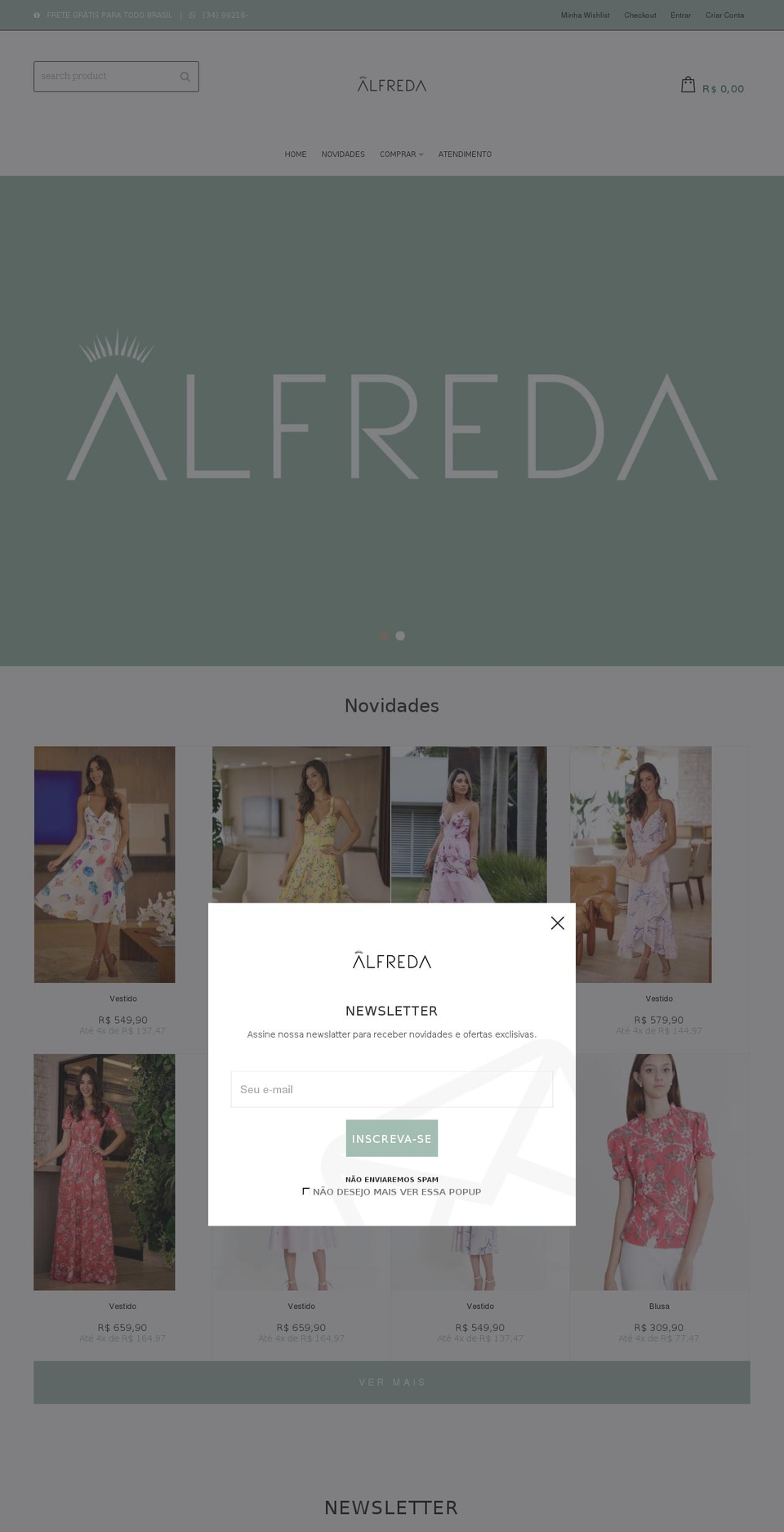 alfreda.com.br shopify website screenshot