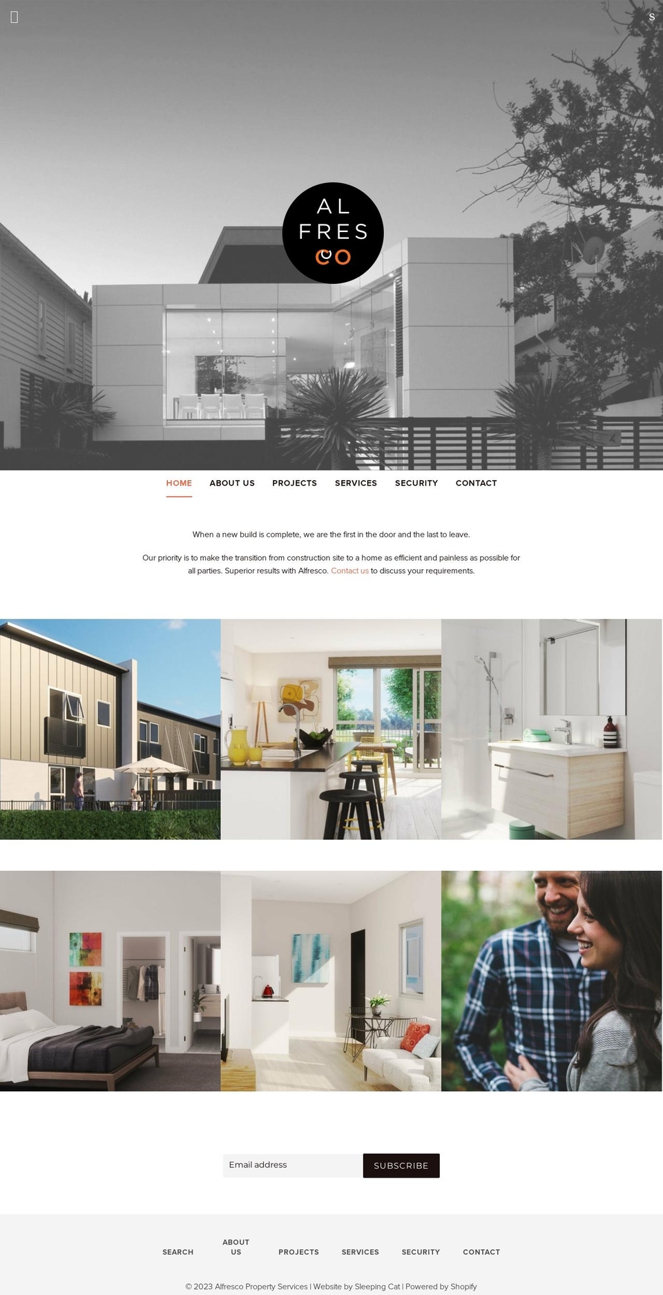 alfrescopropertyservices.co.nz shopify website screenshot